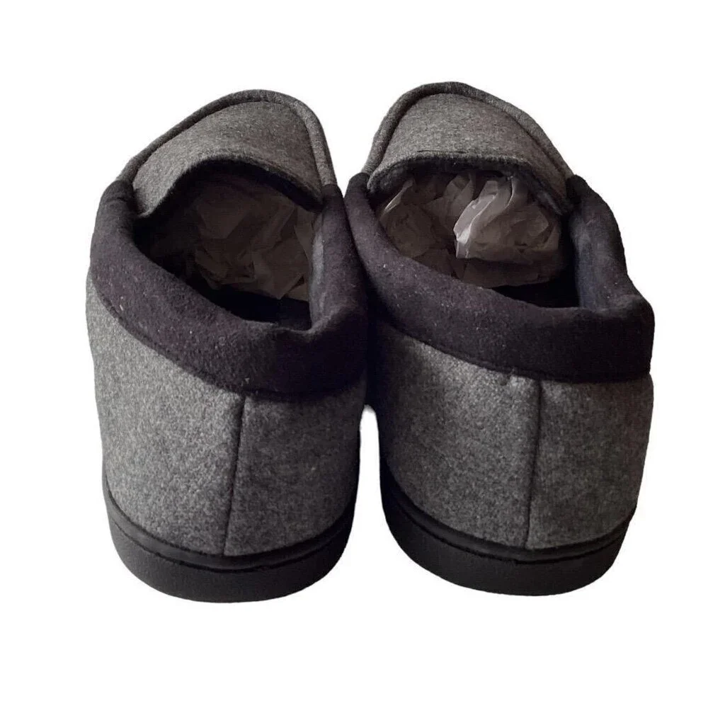 Van Heusen Men's Bert Mens L 10-11 Microsuede Fleece Lined Slippers Vegan Gray